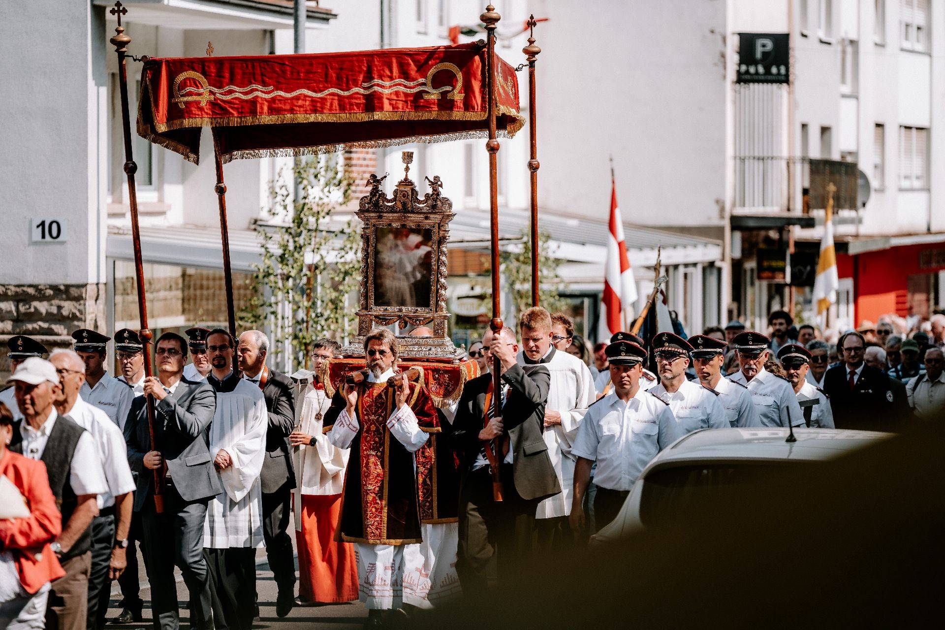 Holy Blood procession in Walldurn carrying the shrine through the pilgrimage town.